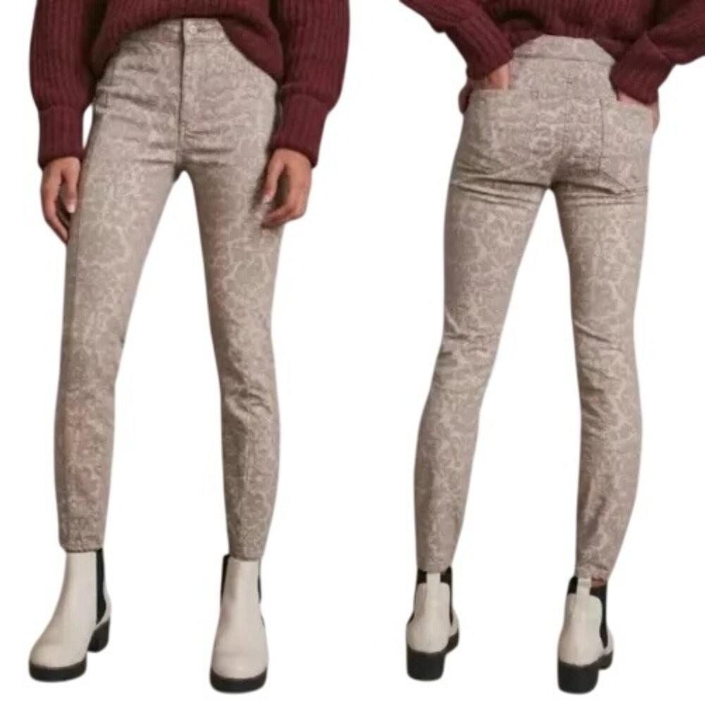 Anthropologie Pilcro High Rise Denim Skinny Jeans Sz 27 Flocked Tapestry Floral